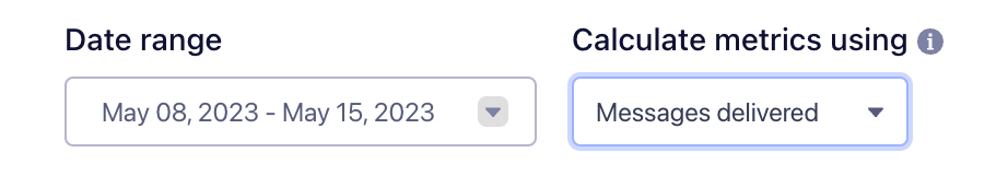 Date range picker and metric calculator The date range picker and metric calculator dropdown in the Segment UI